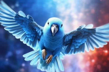 A blue bird flying in the sky