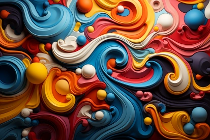 A colorful swirly swirls and balls