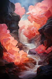 A waterfall in a canyon