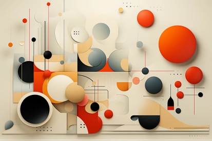 A colorful art piece with circles and dots