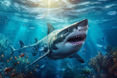 A shark swimming in the water