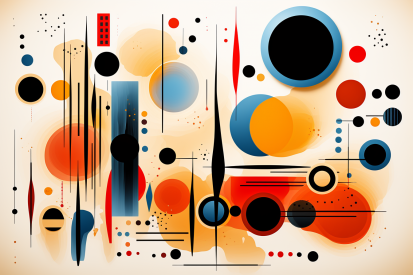 A colorful art with different shapes and colors