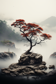 A tree on a rock