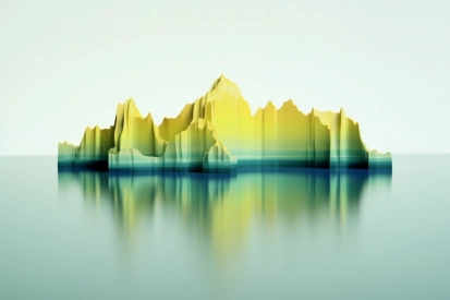 A yellow and green mountain
