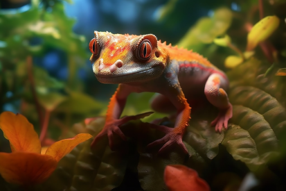 A lizard on a leaf