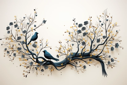 a tree branch with birds on it