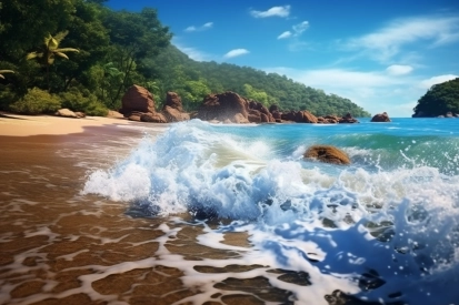 Waves crashing waves on a beach