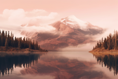 A lake surrounded by mountains