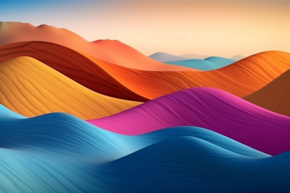 A colorful hills with hills in the background
