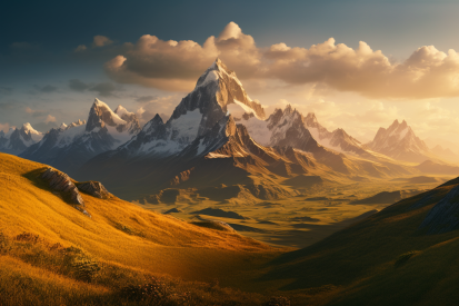 A mountain range with snow on the top