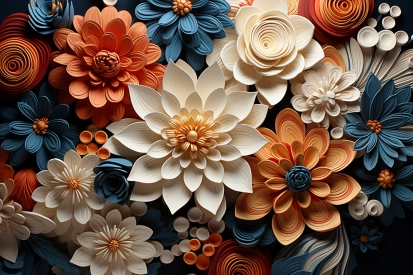 A group of flowers made of paper