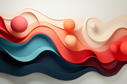 A colorful waves with balls