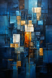 A painting of squares and lines