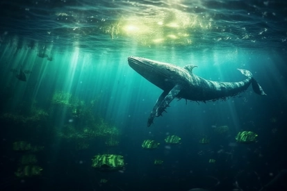 A whale swimming in the water