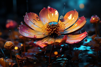 A flower with water drops