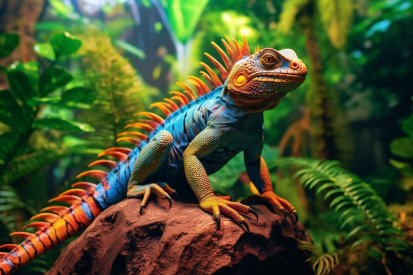 A colorful lizard on a rock