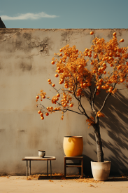 A tree with orange fruits on it