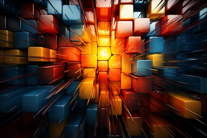 A colorful cubes with a bright light