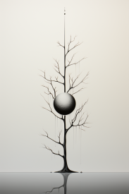 A tree with a round object in it