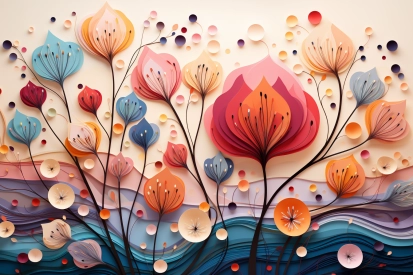 A paper cut out of flowers