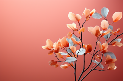 A branch with orange and white leaves