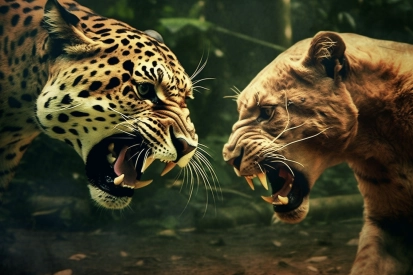 A leopards fighting each other
