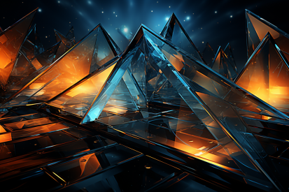 A group of glass pyramids