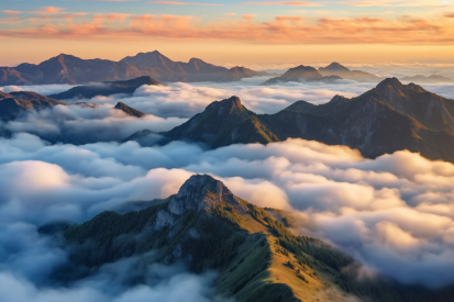 A mountain range with clouds above it