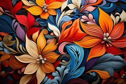 A colorful flower art on a black background