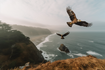 Birds flying over a beach