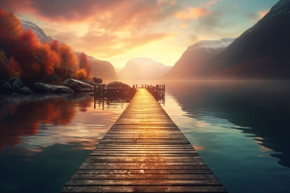 A dock on a lake