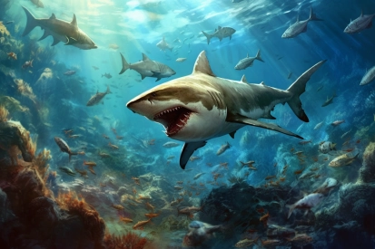 A shark swimming in the ocean