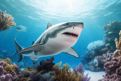 A shark swimming in the water