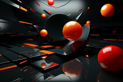 A black and orange spheres