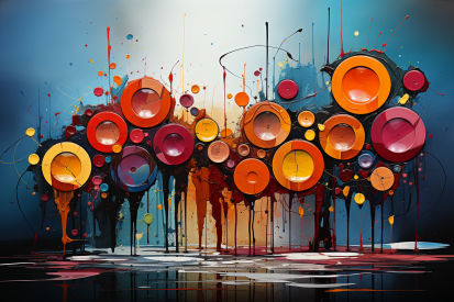 A painting of circles and paint