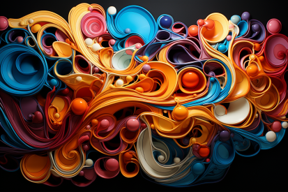 A colorful swirls and bubbles