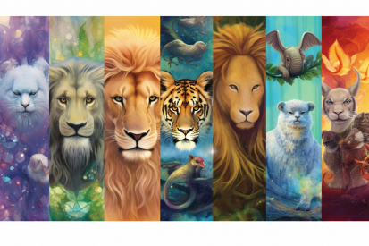 A group of animals in different poses