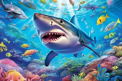 A shark swimming in the ocean