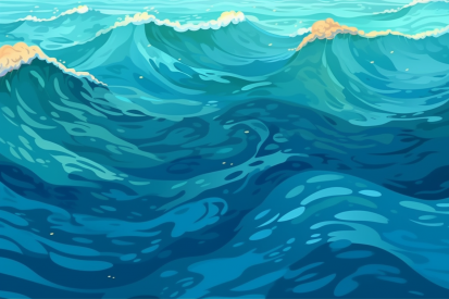A blue ocean waves with white foam