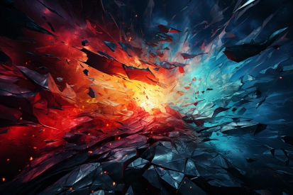 A colorful explosion in a rock
