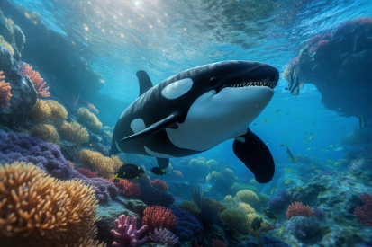 A whale swimming in the water