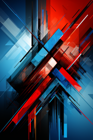 A red and blue lines and triangles