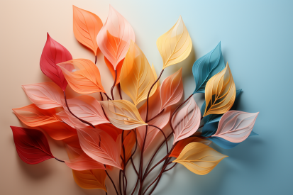 A bunch of colorful leaves