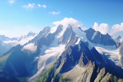 A mountain with snow and clouds