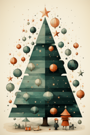 A tree with ornaments and stars