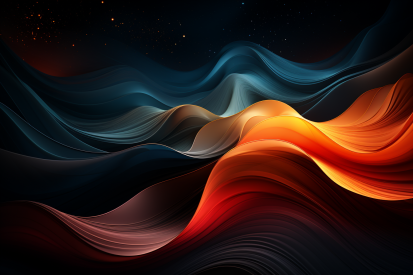 A colorful waves in a dark sky