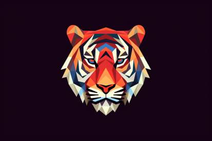 A colorful tiger head with black background