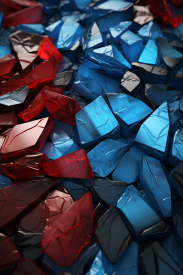 A group of blue and red stones