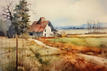 A watercolor painting of a house