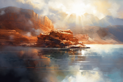 A rocky island in the water